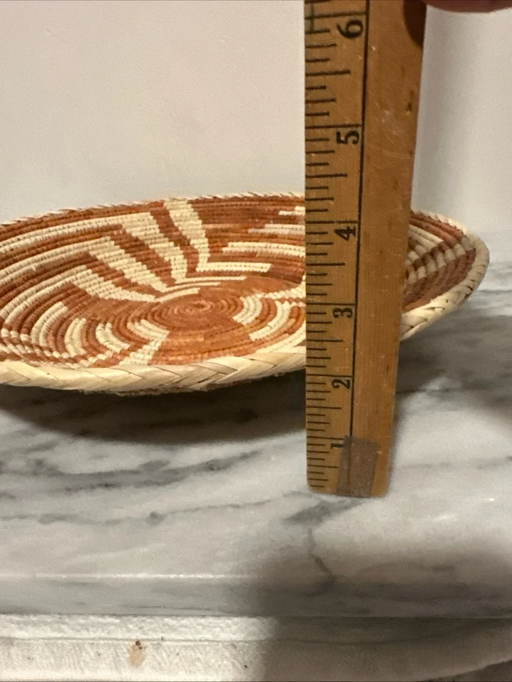 Handwoven Decorative Wall Basket in Brown and Cream small weave vintage